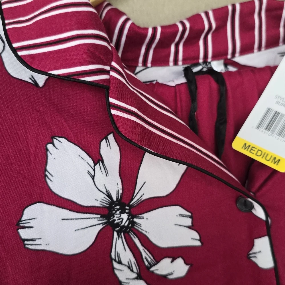 Nwt Flora Nikrooz Long Sleeve Notch Collar PJ Set 2 piece - Picture 5 of 11